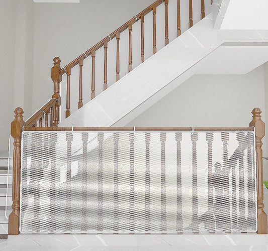 Child safety net - Safety gate - 300x79 cm - stair mesh - Safety net - white - Roll-up - Baby safety - Adjustable - for stair railings, balcony beds, railings.