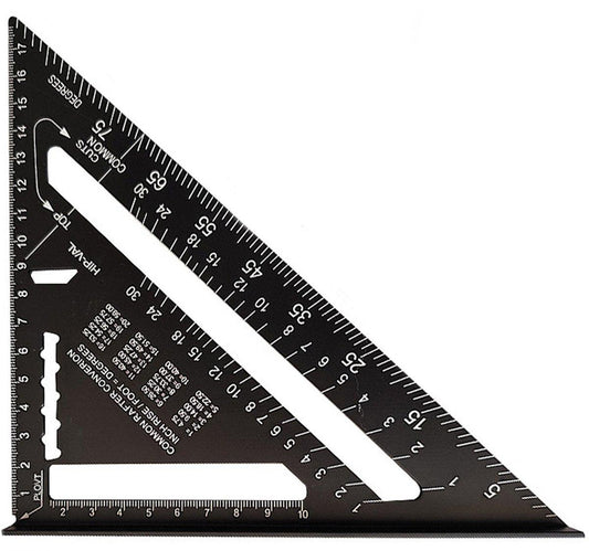 180mm Carpenter's Angle - Aluminum Ruler - Triangular Carpenter's Angle 45/90 Degrees - Carpenter's Square - High Precision Measuring Tool - For Carpenter, Roofer, Engineer - Black.