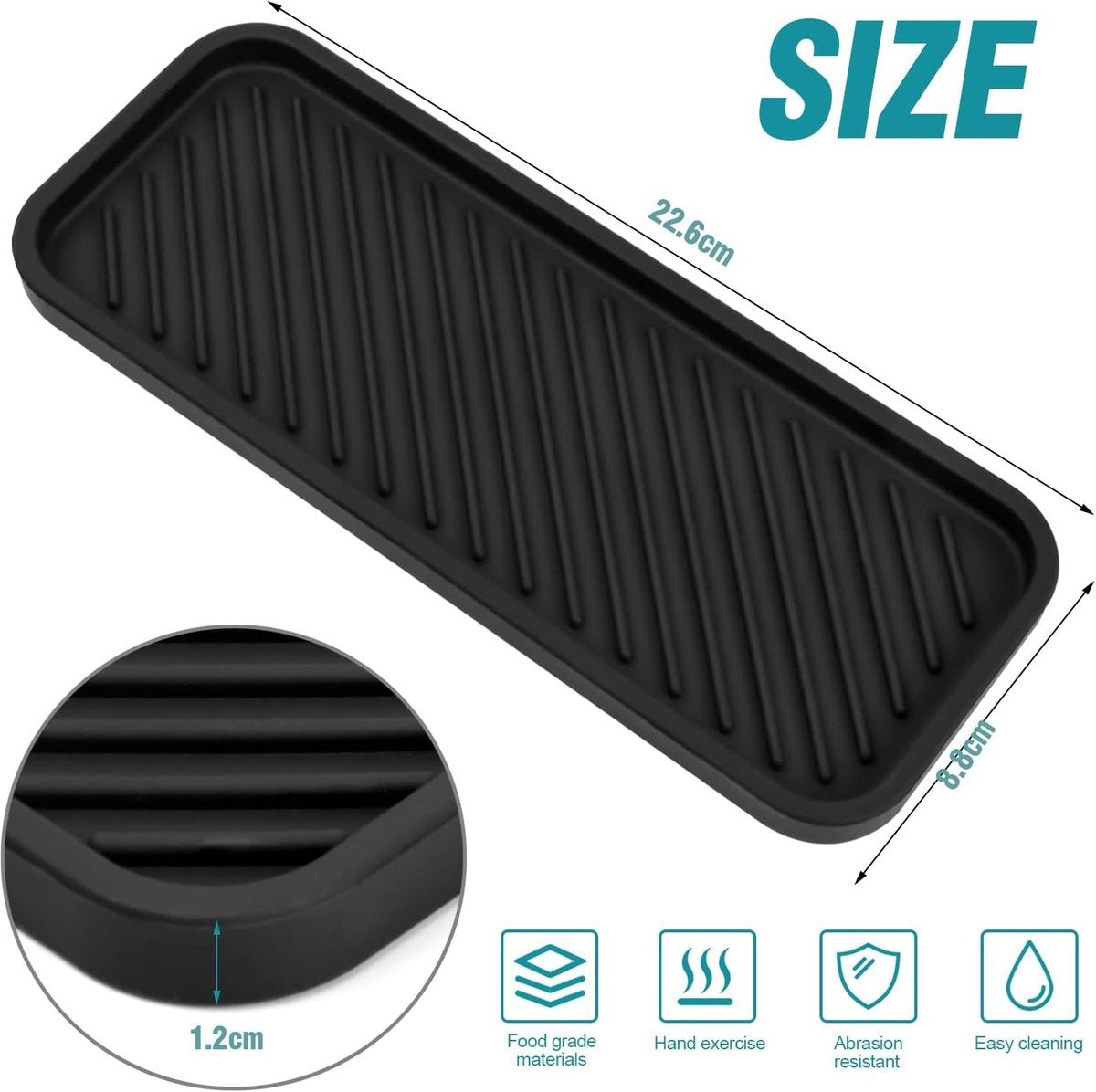 Silicone Sponge Holder - 2 Pieces - Kitchen Sponge Holders - Countertop Organizer - Sink Organizer - Kitchen Organizer - Soap Dish - Soap Rack - Non-Slip - For storing sponges, dishwashing products, plates, soap, brushes - Black