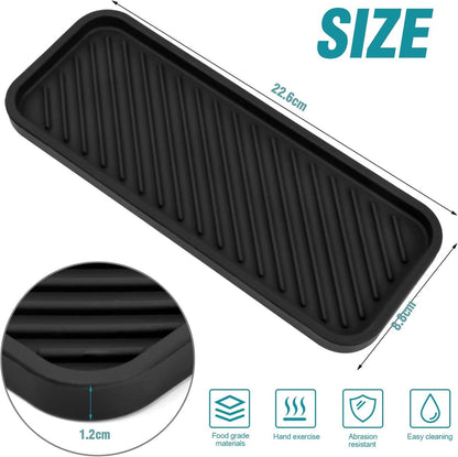 Silicone Sponge Holder - 2 Pieces - Kitchen Sponge Holders - Countertop Organizer - Sink Organizer - Kitchen Organizer - Soap Dish - Soap Rack - Non-Slip - For storing sponges, dishwashing products, plates, soap, brushes - Black