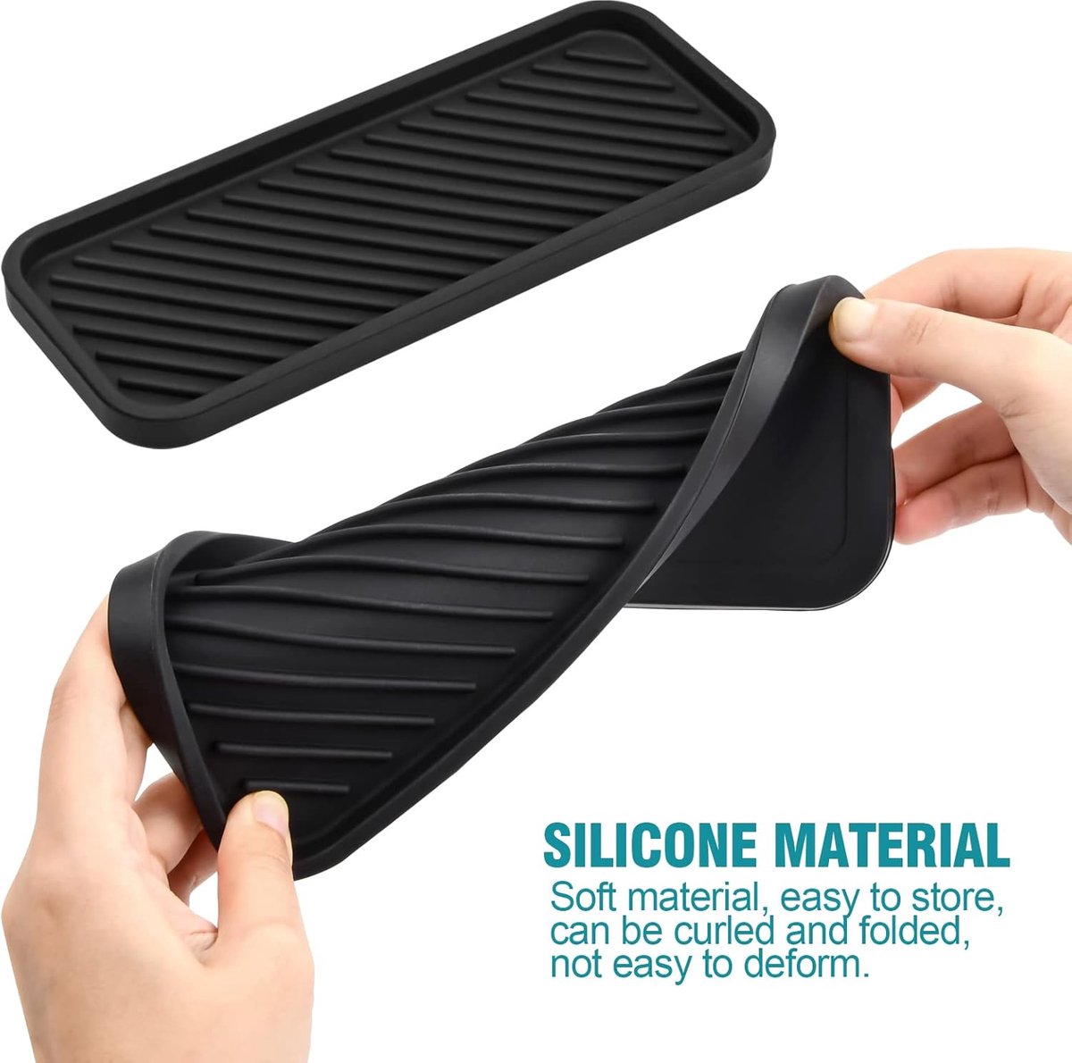 Silicone Sponge Holder - 2 Pieces - Kitchen Sponge Holders - Countertop Organizer - Sink Organizer - Kitchen Organizer - Soap Dish - Soap Rack - Non-Slip - For storing sponges, dishwashing products, plates, soap, brushes - Black