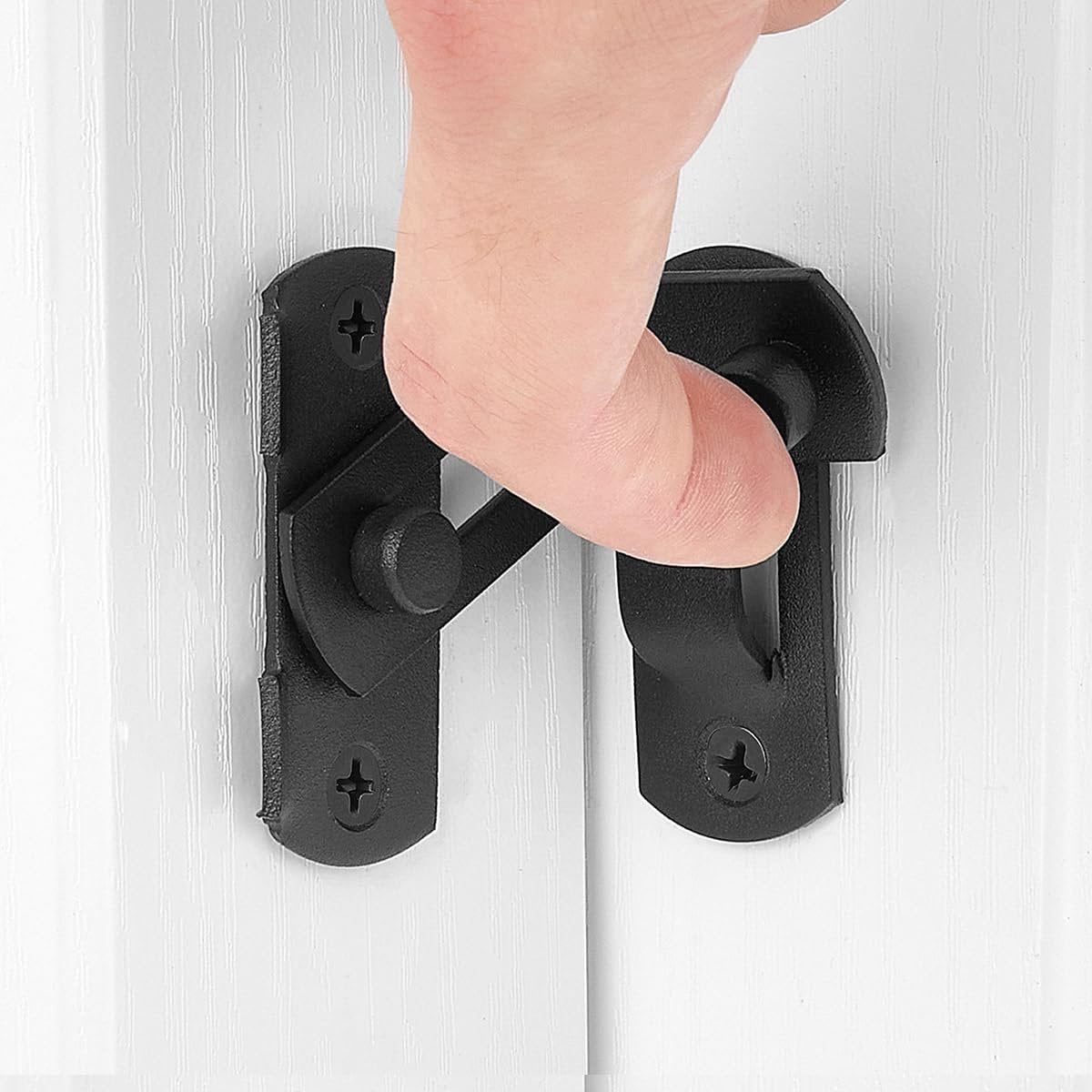 Door latch - 90 degree angle door locks with screws - black - stainless steel - security sliding lock - for doors and windows - 62*70 mm - Door security