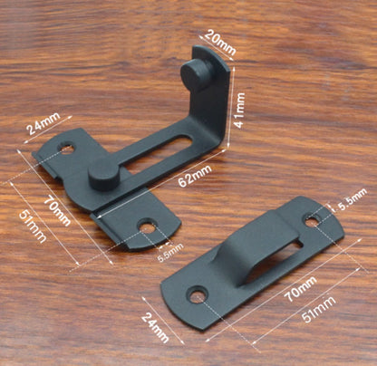 Door latch - 90 degree angle door locks with screws - black - stainless steel - security sliding lock - for doors and windows - 62*70 mm - Door security