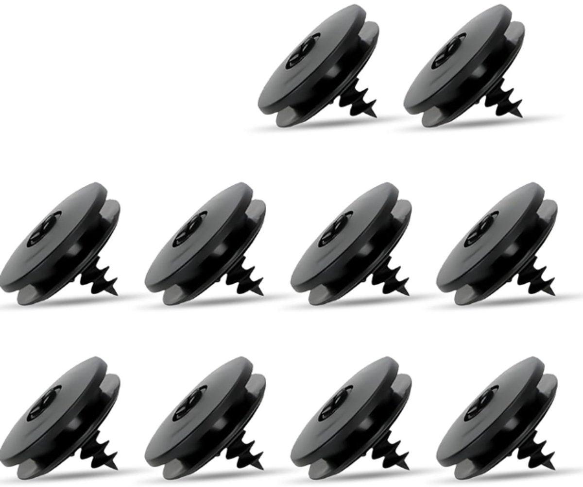 Car Floor Mat Fastening Clips - Pack of 10 - For Attaching Car Anti-Slip Mats - Car Mat Fastening Buckles - Black - Plastic - Universal - 3.55*2 cm - Suitable for Most Car Floor Mats.