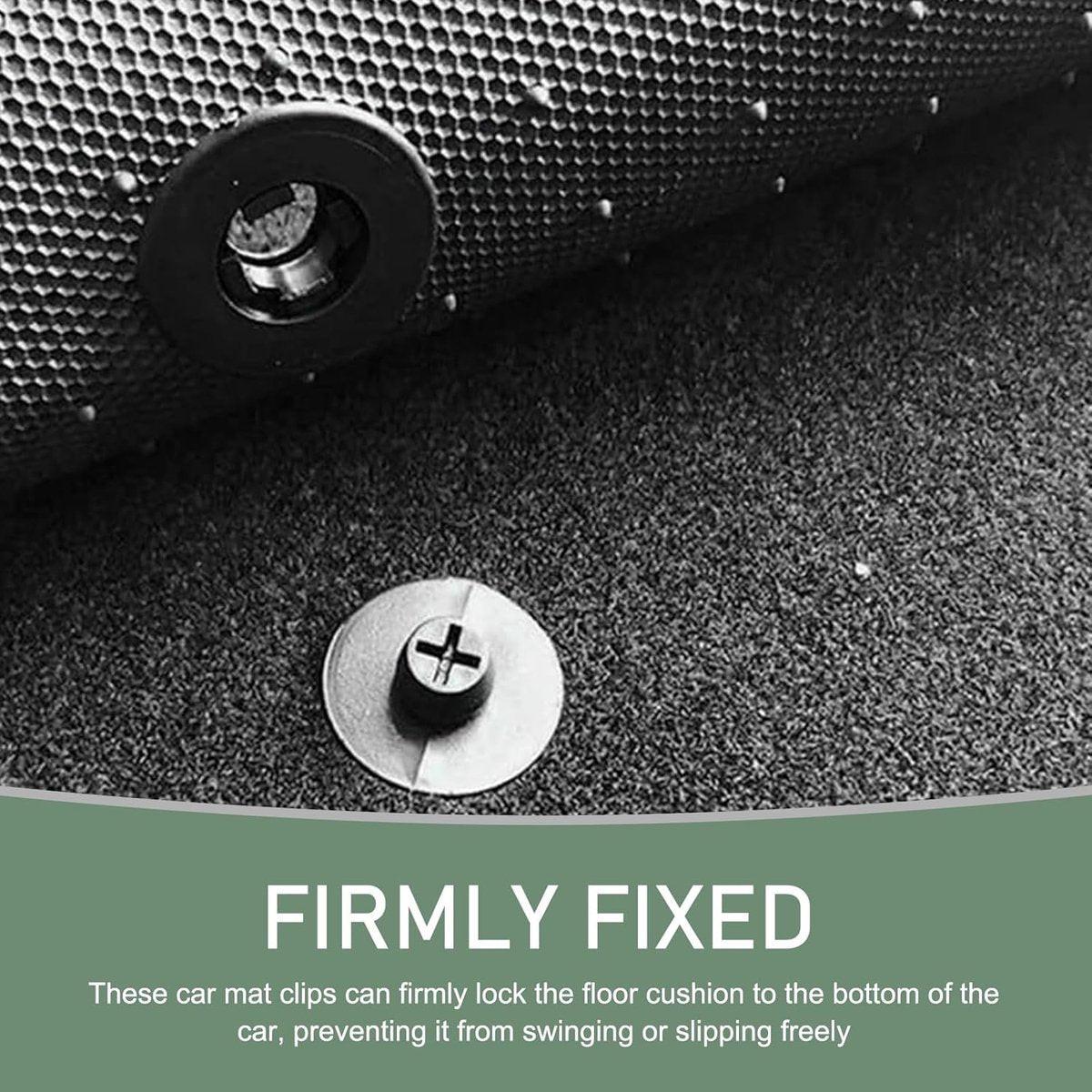 Car Floor Mat Fastening Clips - Pack of 10 - For Attaching Car Anti-Slip Mats - Car Mat Fastening Buckles - Black - Plastic - Universal - 3.55*2 cm - Suitable for Most Car Floor Mats.