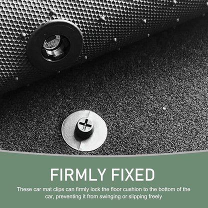 Car Floor Mat Fastening Clips - Pack of 10 - For Attaching Car Anti-Slip Mats - Car Mat Fastening Buckles - Black - Plastic - Universal - 3.55*2 cm - Suitable for Most Car Floor Mats.