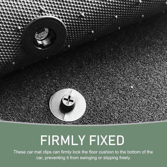 Car Floor Mat Fastening Clips - Pack of 10 - For Attaching Car Anti-Slip Mats - Car Mat Fastening Buckles - Black - Plastic - Universal - 3.55*2 cm - Suitable for Most Car Floor Mats.