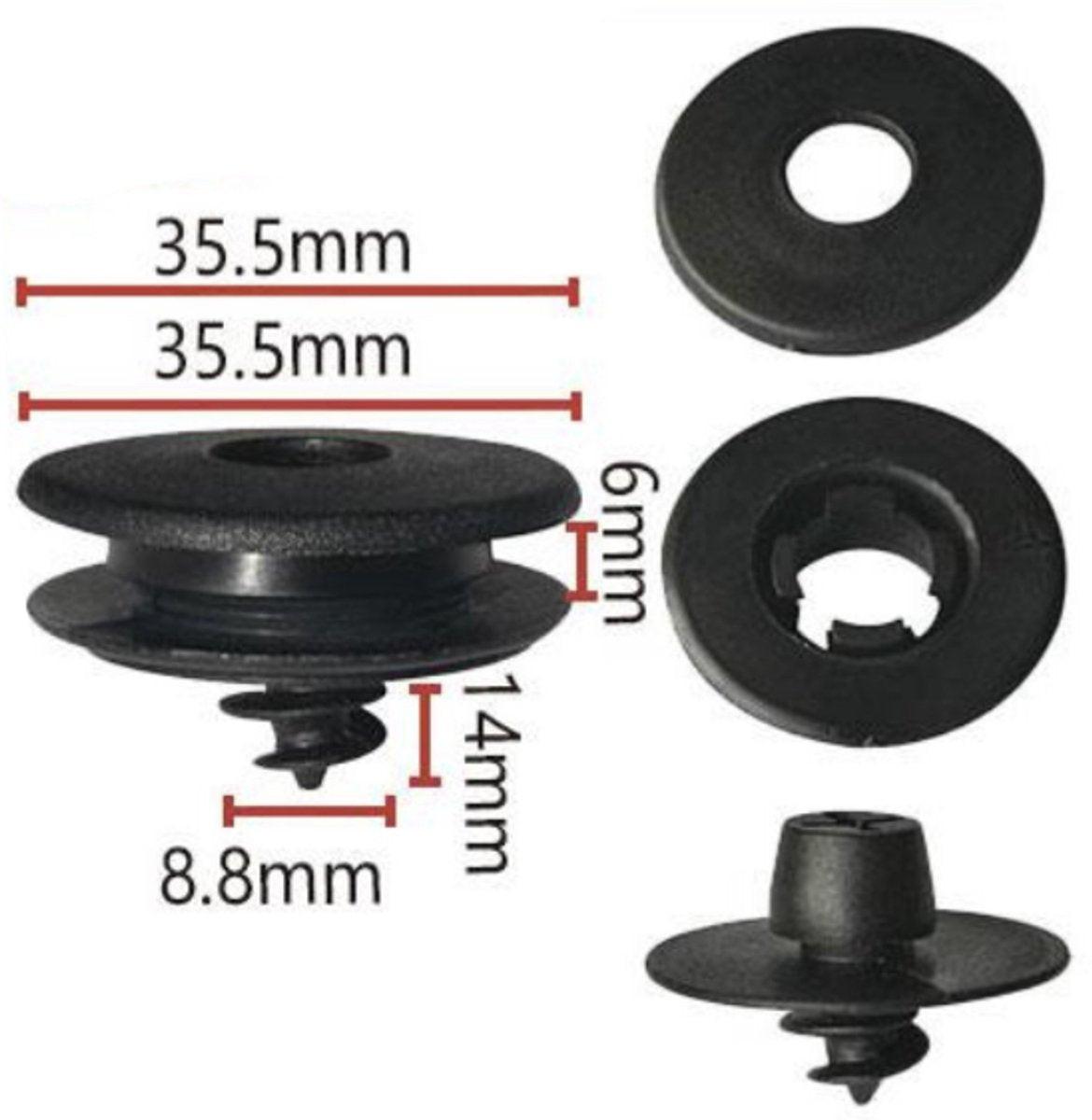 Car Floor Mat Fastening Clips - Pack of 10 - For Attaching Car Anti-Slip Mats - Car Mat Fastening Buckles - Black - Plastic - Universal - 3.55*2 cm - Suitable for Most Car Floor Mats.