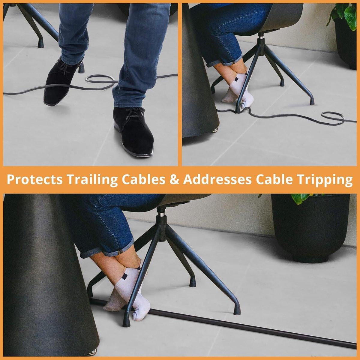 Cable bridge bottom - Self-adhesive cable duct - PVC - Cable duct floor - Concealing cables - Cable protection - Power cables suitable for homes, offices, hotels and warehouses - 100 x 2 x 1 cm - Black.