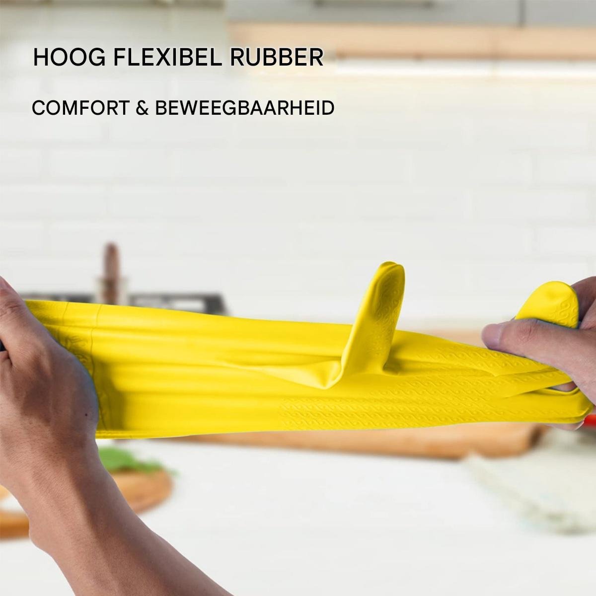 Cleaning gloves - size M - Household gloves - Extra Grip - Rubber - Suitable for damp environments such as kitchen, etc. - 3 Pairs - Yellow