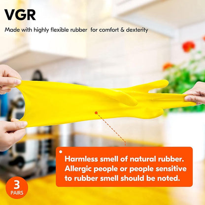 Cleaning gloves - 3 pairs - rubber gloves - dishwashing gloves - rubber gloves - dishwashing gloves - waterproof rubber gloves - household gloves - reusable - rubber - dishwashing gloves - size L - yellow