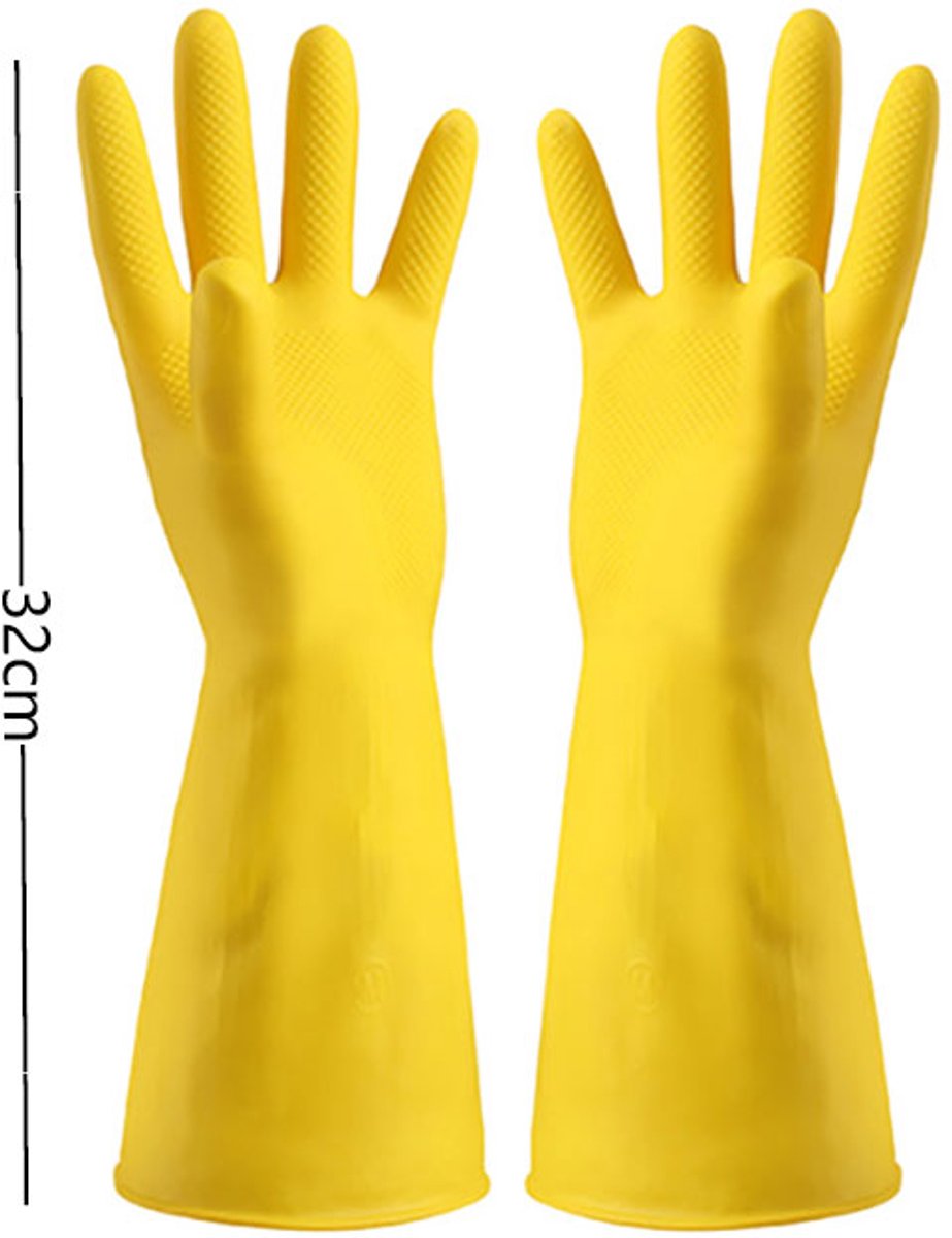 Cleaning gloves - 3 pairs - rubber gloves - dishwashing gloves - rubber gloves - dishwashing gloves - waterproof rubber gloves - household gloves - reusable - rubber - dishwashing gloves - size L - yellow