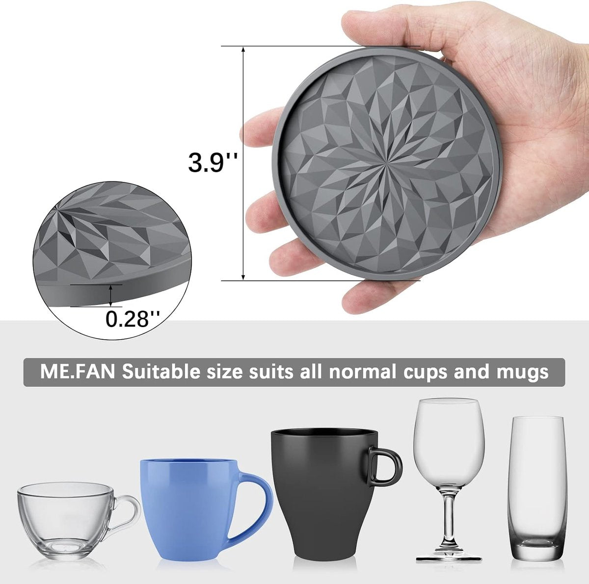 Coasters with Holder - 6 pieces - Coasters for Glasses - Coasters - Silicone - Non-slip - Red - Round - Raised edges to prevent spills - Coasters for hot or cold drinks to protect table tops