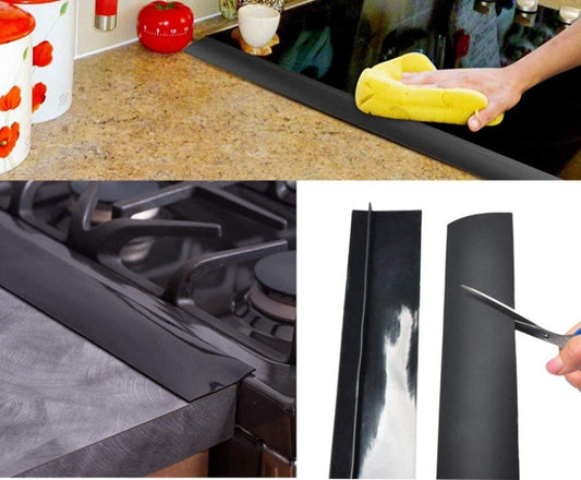 Stove Sealing Strip - 2 Pieces - 63cm - Black - Kitchen Sealing Strip - Gap Fillers in Stoves and Countertops - Sanitary Tape - For Gas Stoves, Hobs and Countertops - Easy to Clean - Heat Resistant - Silicone.