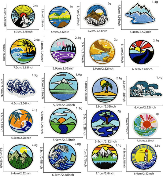 Iron-on patches for clothing - Embroidered emblems for jackets and jeans - 20 pieces