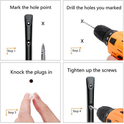 Storage hooks - wall hooks - tool hooks - garage organizer - 6 pieces - 9*11.5 cm - iron - black - with rubber end cap - Including screws - for cellar, bicycle, wall-mounted ladder