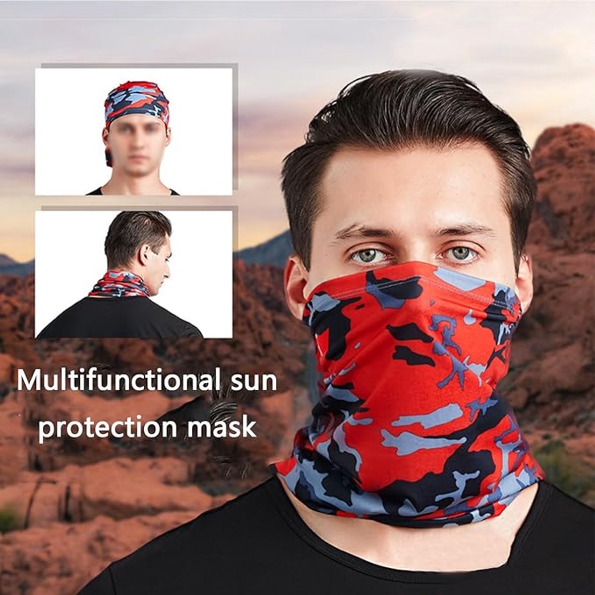 Pieces Neck Scarf - Face Shield - Thin Material for Sports - Multifunctional Neck Warmer - Polyester - Cycling Bike Running Scarf - Unisex - Size One Size