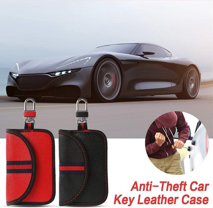 RFID Anti-theft Car Key - 2 pieces - Protective cover - Car key - Anti-theft - With hook - Car key bag - Key bag - Security - Black/Red.