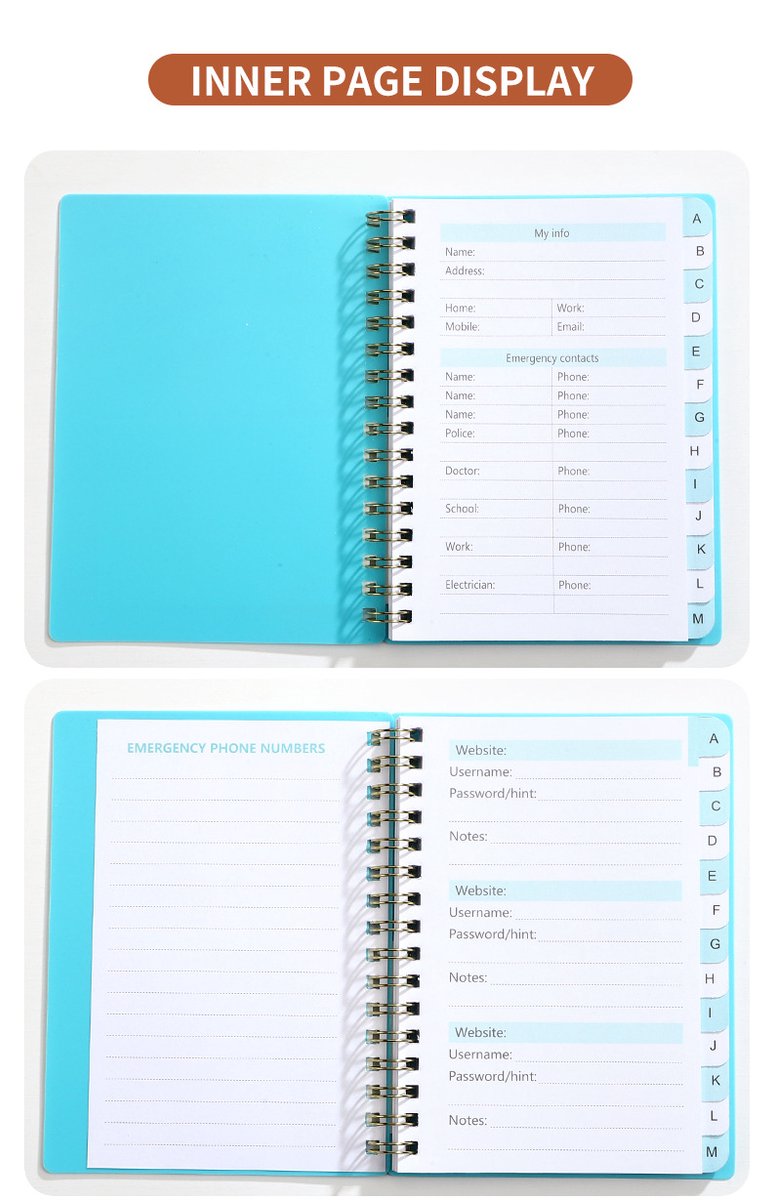 Password Book - Password Booklet - Password Booklet with Alphabet - Password Organizer - Password Notebook - A6 - Gray