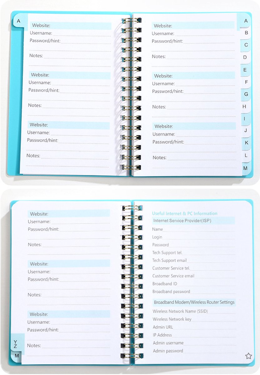 Password Book - Password Booklet - Password Booklet with Alphabet - Password Organizer - Password Notebook - A6 - Gray