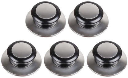 Pot Lid Knob - 5 Pieces - Lid Knob - 5-12mm Universal - Lid Handle - Kitchen Cookware Knob - For Replacing Pot Lids - 5.8*2.3cm - Silver and Black