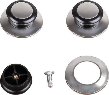 Pot Lid Knob - 5 Pieces - Lid Knob - 5-12mm Universal - Lid Handle - Kitchen Cookware Knob - For Replacing Pot Lids - 5.8*2.3cm - Silver and Black