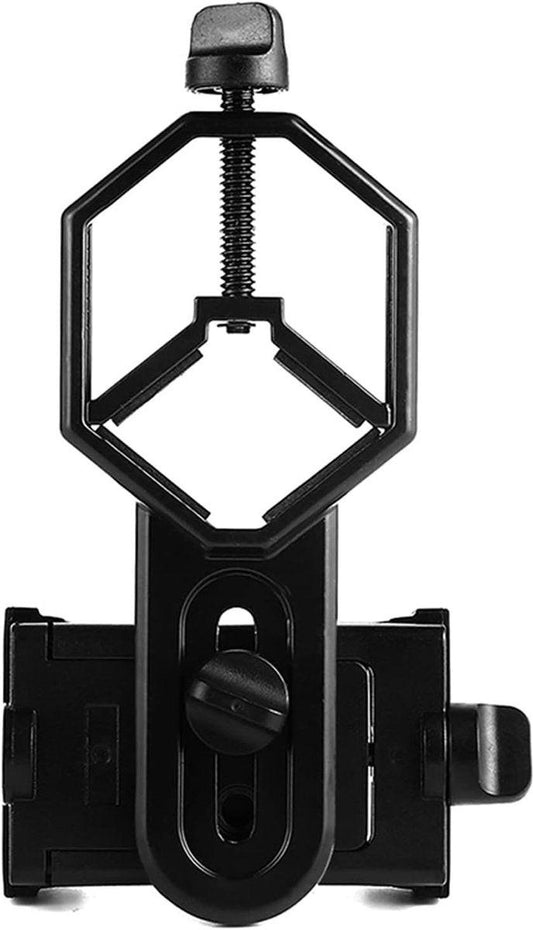 Universal Phone Holder for Telescope - For Eyepiece Diameter Ã 2.5 - 4.8cm - Mobile Phone Adapter Mount - Clip-on Design - For Spotter's Binoculars / Telescope - Adjustable - Black - ABS and Aluminum Alloy.