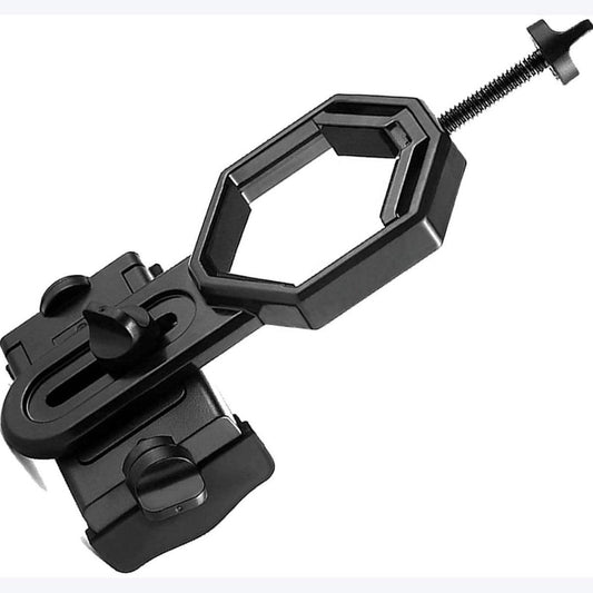 Universal Phone Holder for Telescope - For Eyepiece Diameter Ã 2.5 - 4.8cm - Mobile Phone Adapter Mount - Clip-on Design - For Spotter's Binoculars / Telescope - Adjustable - Black - ABS and Aluminum Alloy.