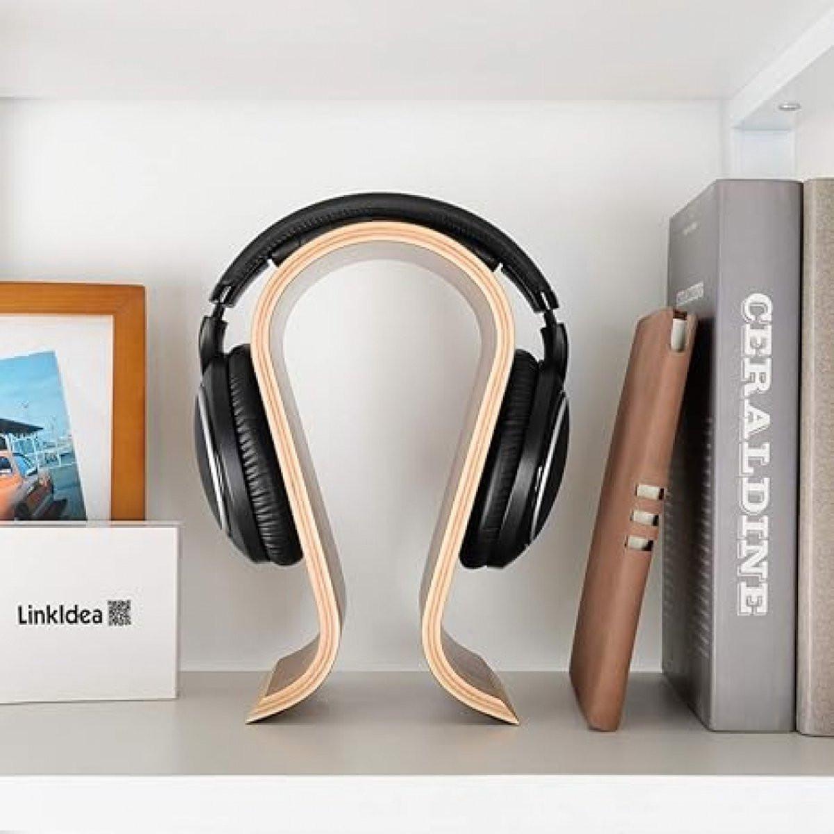 Headset Stand - Headphone Stand - Headphone Holder - Headphone Hook - Headphone Hanger - Wooden - 255*100*155MM - Wood Color.