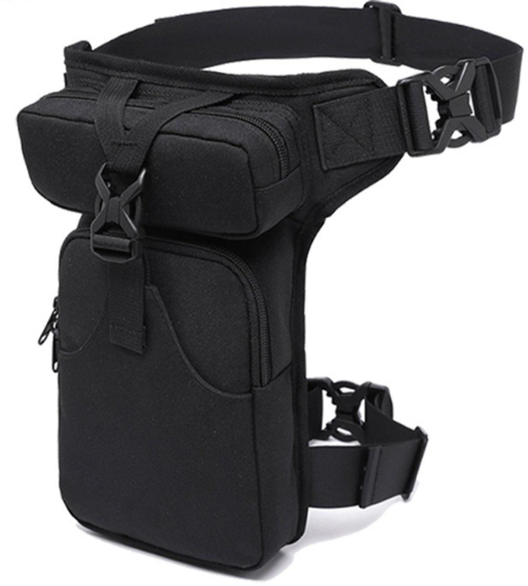 Waist Bag - Leg Bag - Motorcycle Waist Bag - Motorcycle Bag - Tactical Leg Bag - Tool Bag - Unisex - Black - Large Capacity - 16*5*29 cm - 4 Compartments - Polyester.