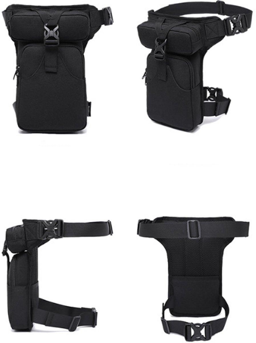 Waist Bag - Leg Bag - Motorcycle Waist Bag - Motorcycle Bag - Tactical Leg Bag - Tool Bag - Unisex - Black - Large Capacity - 16*5*29 cm - 4 Compartments - Polyester.