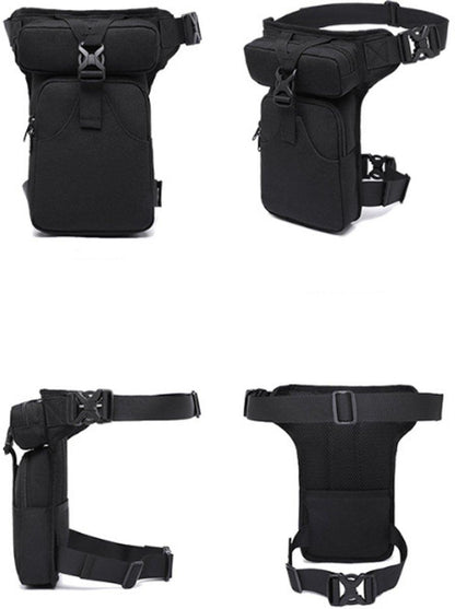 Waist Bag - Leg Bag - Motorcycle Waist Bag - Motorcycle Bag - Tactical Leg Bag - Tool Bag - Unisex - Black - Large Capacity - 16*5*29 cm - 4 Compartments - Polyester.