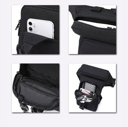 Waist Bag - Leg Bag - Motorcycle Waist Bag - Motorcycle Bag - Tactical Leg Bag - Tool Bag - Unisex - Black - Large Capacity - 16*5*29 cm - 4 Compartments - Polyester.
