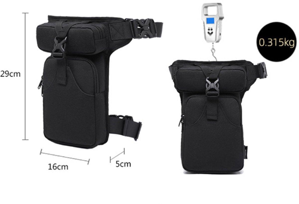 Waist Bag - Leg Bag - Motorcycle Waist Bag - Motorcycle Bag - Tactical Leg Bag - Tool Bag - Unisex - Black - Large Capacity - 16*5*29 cm - 4 Compartments - Polyester.