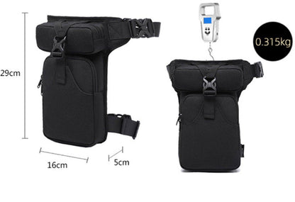 Waist Bag - Leg Bag - Motorcycle Waist Bag - Motorcycle Bag - Tactical Leg Bag - Tool Bag - Unisex - Black - Large Capacity - 16*5*29 cm - 4 Compartments - Polyester.