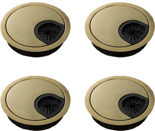 4 Pieces - Cable Organizer - Ã 60mm - Cable Management for Desks - End Caps for Desks - Metal Cable Grommet for Computer Desk - Metal - Bronze.