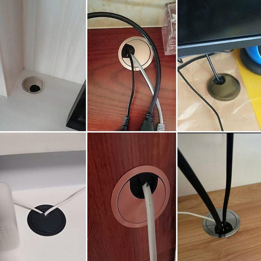 4 Pieces - Cable Organizer - Ã 60mm - Cable Management for Desks - End Caps for Desks - Metal Cable Grommet for Computer Desk - Metal - Bronze.