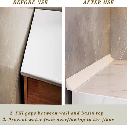 Shower Water Stopper - 1 m - T-type Shower Strip - Water Stopper - Self-Adhesive Sealant Edge - Sanitary Water Stopper - for kitchen and bathroom, shower screen, shower threshold, bathtub water dam, countertop edge trim