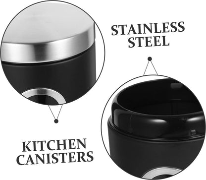 pieces - Coffee Storage Can - Coffee Tin - Coffee Cans - Storage Jar - Storage Jar - Airtight - Stainless Steel - 11*17.5cm - Black - With Viewing Window - Storage Tin for Coffee, Coffee Beans, Tea, Sugar, etc.