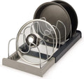 Adjustable Pot Rack - Storage Rack for 7 Pots and Pans - Kitchen Cabinet Organizer Standing - HIP+304 Stainless Steel - Black