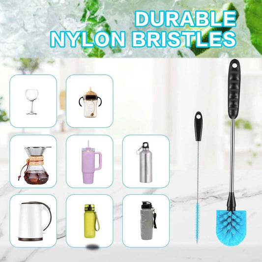 Bottle Brush - 3 Pieces - Bottle Brush - Cleaning Brush - Multifunctional Brushes - Long Bottle Brush - Scratch and BPA Free - Blue - Bottle Feeding Accessories.