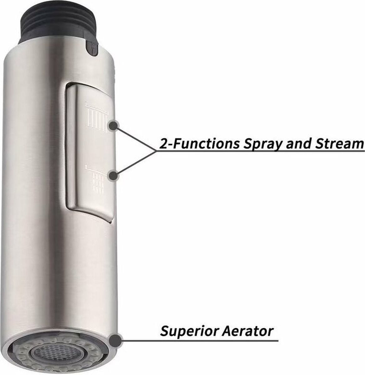 Faucet attachment - 2 functions - Faucet head - Washing dishes - Kitchen faucet - Water saving - Flexible faucet head - Extension rod - Faucet parts - Rotating faucet hose - Faucet nozzle - Sprayer - 1 piece