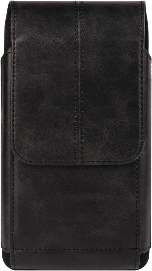 Phone Bag - Black - 15.5*8*2cm - PU Leather - For 6.1 Inch Mobile Phones - With Belt Clip - With Credit Card Slot - Phone Holder Belt Men - Waist Bag - Outdoor Belt Bag - Suitable for Hiking/Outdoor Sports