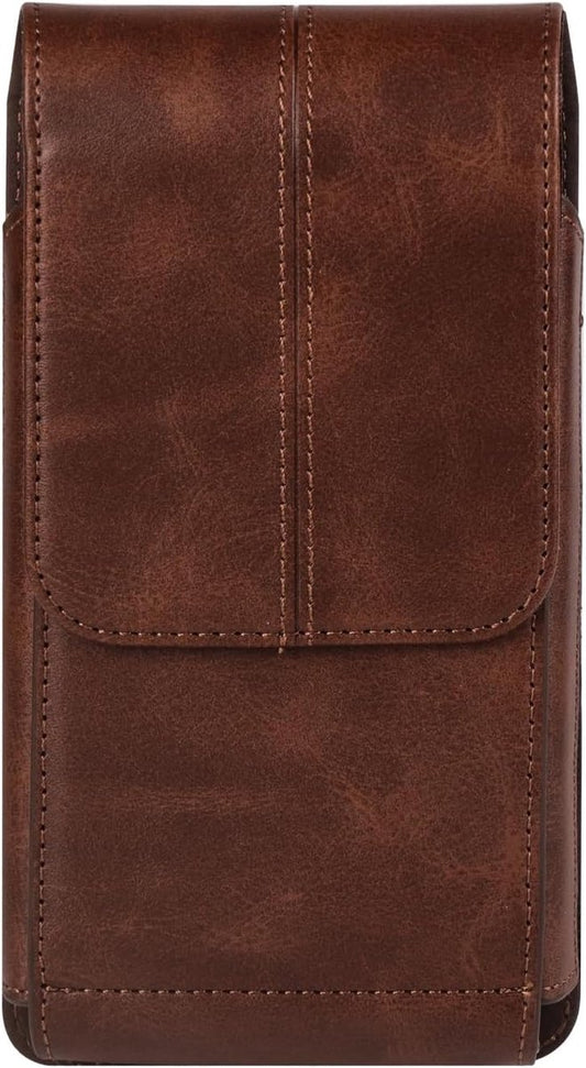 Phone Bag - Brown - 15.5*8*2cm - PU Leather - For 6.1 Inch Mobile Phones - With Belt Clip - With Credit Card Slot - Phone Holder Belt Men - Waist Bag - Outdoor Belt Bag - Suitable for Hiking/Outdoor Sports