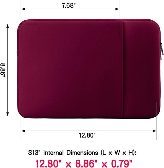 Laptop sleeve - 13 inch - 2-piece - Laptop bag - Suitable for 13 inch laptop - with extra case - Red.