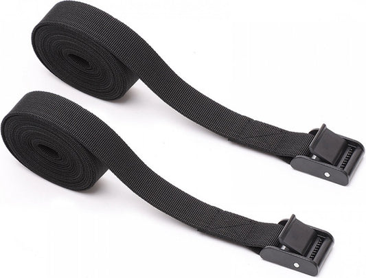 4 pieces - Tension straps - Lashing straps - Fastening straps - 25 MM * 1.5 meters long - Polyester fibers - Black - with buckle - adjustable - for vans, bicycles, trailers, luggage