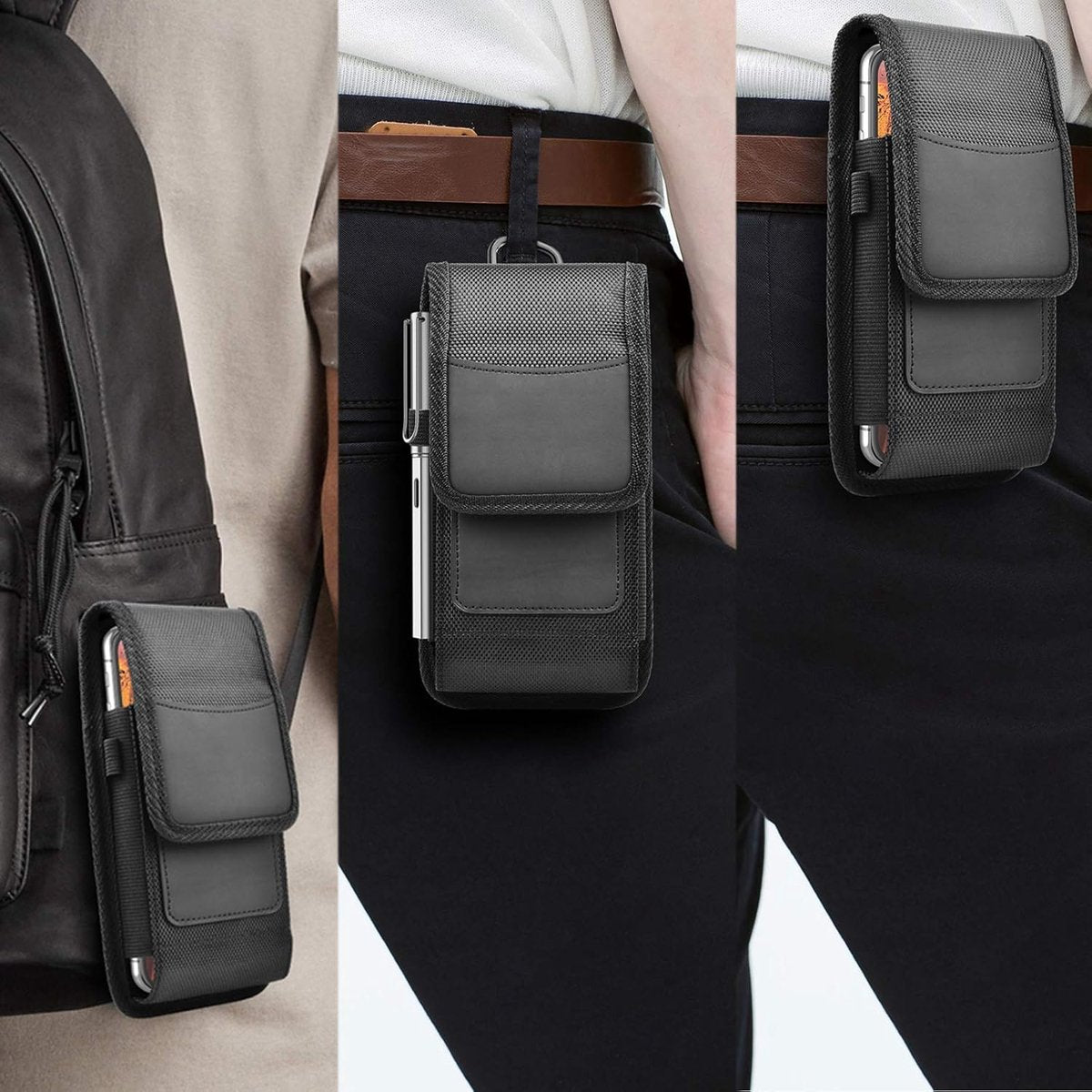 Waist bag - Fanny pack - Outdoor belt bag - Smartphone bag - Standing belt bag - Oxford cloth - black - 17.5*10*2.5cm - belt bag - Gift - Phone bag Men