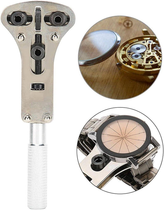 Watch Case Opener - Watch Opener - Metal - Watchmaker Tools - Watch Tools - Watch Repair - Watch Back Opener Key - With Opening Screws - For Diameters Smaller Than 55mm - 16*7cm - Silver.