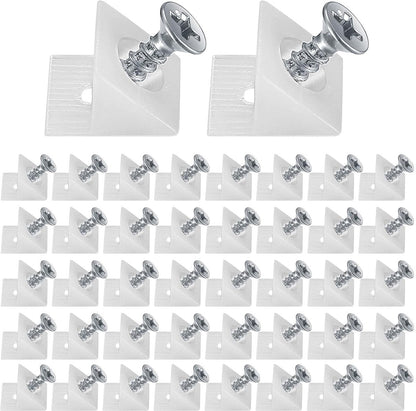 120 Pieces - Wedges - Screw Fastener - Cabinet Installation Kit - Drawer Back Supports - Drawer Repair Kit with Screws - Furniture Drawer Sagging Repair Mend Mending Wedges - Cabinet Shelf Support - Shelf Support - White