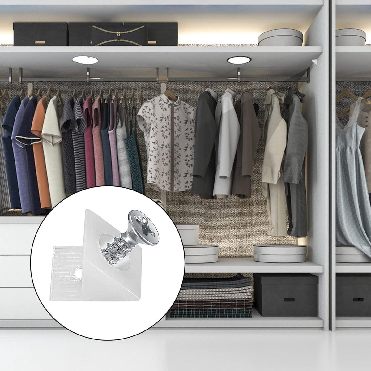 120 Pieces - Wedges - Screw Fastener - Cabinet Installation Kit - Drawer Back Supports - Drawer Repair Kit with Screws - Furniture Drawer Sagging Repair Mend Mending Wedges - Cabinet Shelf Support - Shelf Support - White